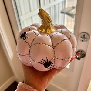 Pastel purple pumpkin Halloween home decor glitter spooky spiders